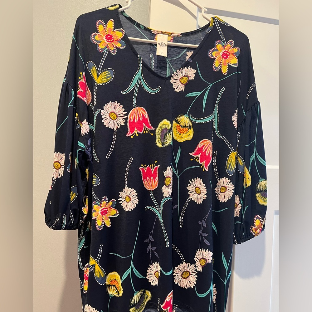 Pink Coconut navy tulip blouse